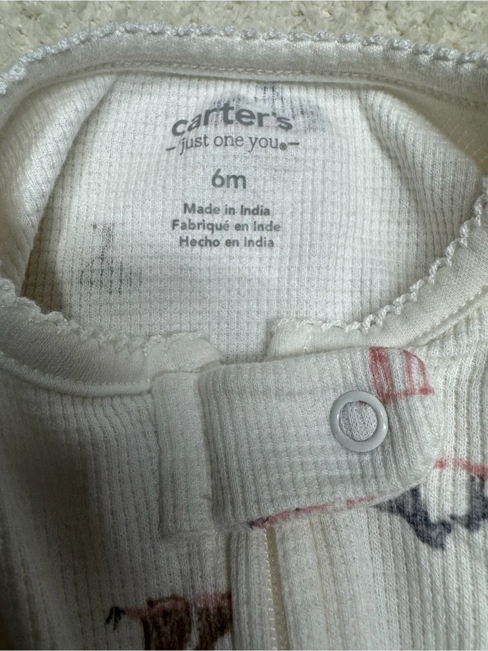 Carter's Cream Footed Safari-Print One-Piece